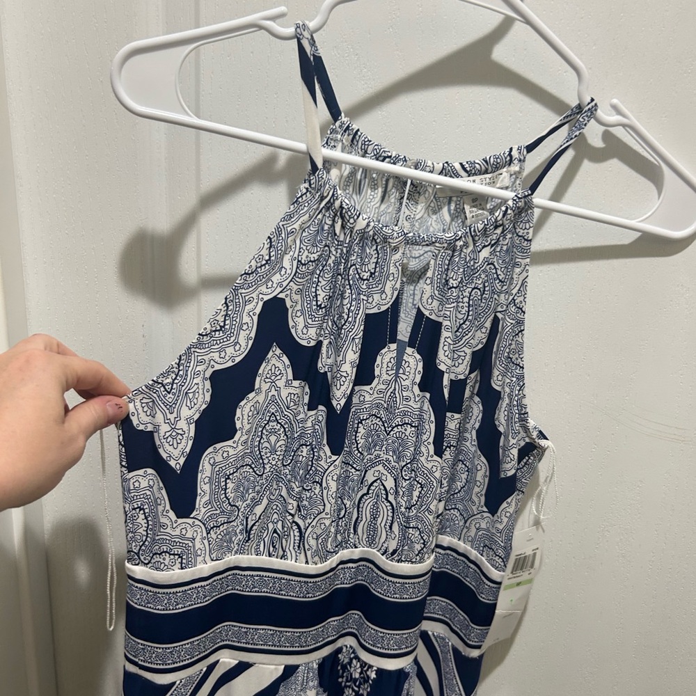 Blue and White Halter Maxi Dress - London style collection - Picture 2 of 8
